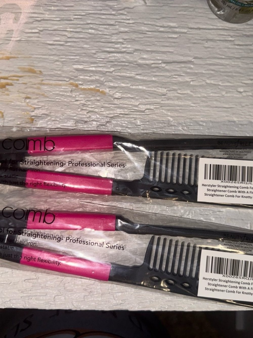 Herstyle Pink and Black Straightening Comb Set - Professional Series